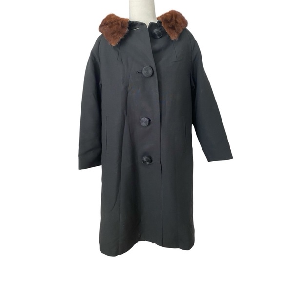 Hockanum Fabrics Steven Vintage 1960s Mink Collar Waterproof Long Coat Jacket M - Picture 2 of 10